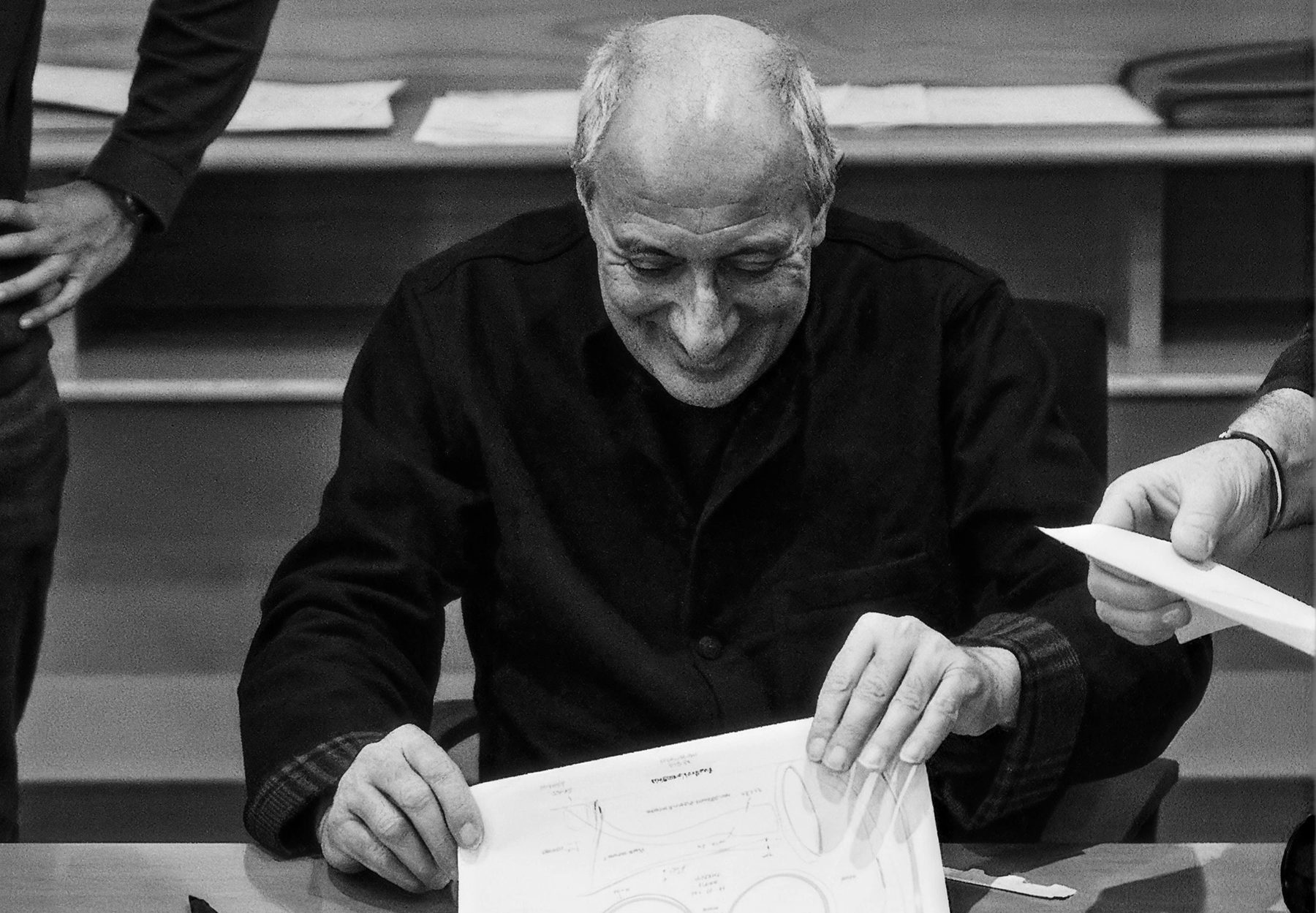 Alain Mikli at the drafting table